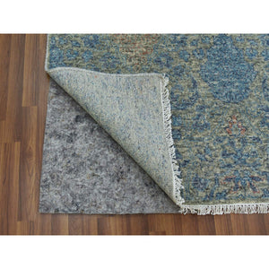 8'x10' Blue, Tone on tone Obscured and Subtle Collection, Soft pile, 100% Wool,Hand Knotted, Oriental Rug FWR476634