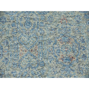 11'10"x17'10" Blue, Oversize Natural Dyes, Tone on tone Obscured and Subtle Collection, Pure Wool, Hand Knotted, Soft pile, Oriental Rug FWR476646