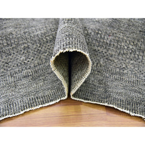 12'x15'1" Medium Gray, Hand Knotted, Modern Grass Design, Natural Undyed Wool, Oversized Oriental Rug FWR476706