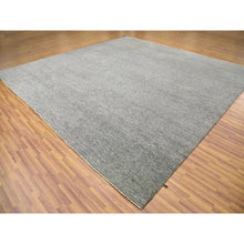 Load image into Gallery viewer, 14&#39;2&quot;x14&#39;2&quot; Medium Gray, Natural Undyed Wool, Hand Knotted, Modern Grass Design, XL Square Oriental Rug FWR476712