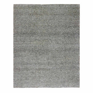 8'x10'1" Medium Gray, Modern Grass Design, Natural Undyed Wool, Hand Knotted, Oriental Rug FWR476718