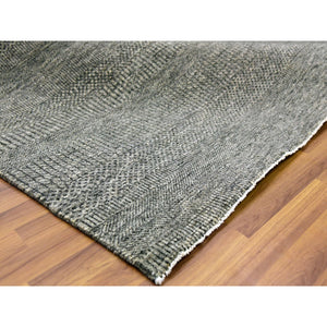 8'x10'1" Medium Gray, Modern Grass Design, Natural Undyed Wool, Hand Knotted, Oriental Rug FWR476718