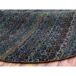 8'x8' Rust Brown, 100% Plush Wool, Hand Knotted, Kohinoor Herat Small Geometric Repetitive Design, Round Oriental Rug FWR476736
