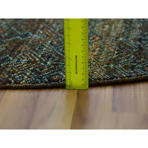 8'x8' Rust Brown, 100% Plush Wool, Hand Knotted, Kohinoor Herat Small Geometric Repetitive Design, Round Oriental Rug FWR476736