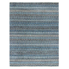 Load image into Gallery viewer, 8&#39;x10&#39; Yale Blue, Kohinoor Herat Small Geometric Repetitive Design, 100% Plush Wool, Hand Knotted, Oriental Rug FWR476778