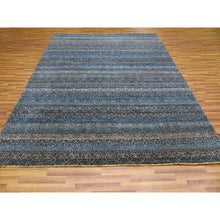 Load image into Gallery viewer, 8&#39;x10&#39; Yale Blue, Kohinoor Herat Small Geometric Repetitive Design, 100% Plush Wool, Hand Knotted, Oriental Rug FWR476778