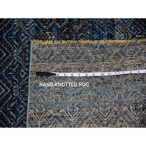 8'x10' Yale Blue, Kohinoor Herat Small Geometric Repetitive Design, 100% Plush Wool, Hand Knotted, Oriental Rug FWR476778