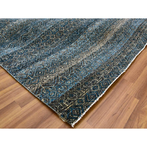 8'x10' Yale Blue, Hand Knotted, Kohinoor Herat Small Geometric Repetitive Design, 100% Plush Wool, Oriental Rug FWR476784