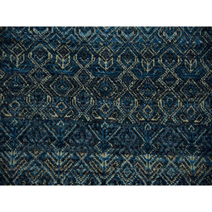 8'x10' Yale Blue, Hand Knotted, Kohinoor Herat Small Geometric Repetitive Design, 100% Plush Wool, Oriental Rug FWR476784