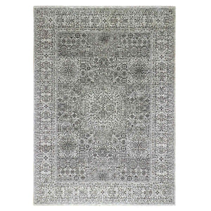 10'x14' Ghost White, Mamluk Dynasty, Tone on Tone Design, Undyed 100% Wool, Hand Knotted, Oriental Rug FWR476808