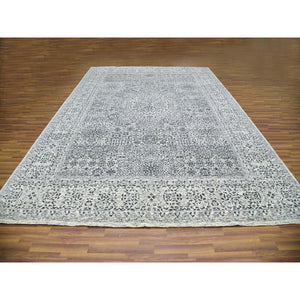 10'x14' Ghost White, Mamluk Dynasty, Tone on Tone Design, Undyed 100% Wool, Hand Knotted, Oriental Rug FWR476808