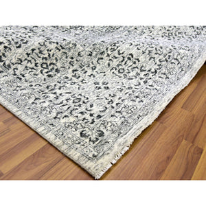 10'x14' Ghost White, Mamluk Dynasty, Tone on Tone Design, Undyed 100% Wool, Hand Knotted, Oriental Rug FWR476808