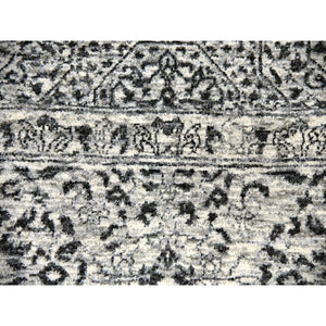 9'1"x12' Ghost White, Hand Knotted, Mamluk Dynasty, Tone on Tone Design, Undyed 100% Wool, Oriental Rug FWR476814