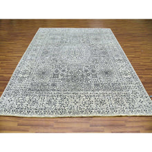 Load image into Gallery viewer, 8&#39;x9&#39;10&quot; Ghost White, Tone on Tone Design, Undyed 100% Wool, Hand Knotted, Mamluk Dynasty, Oriental Rug FWR476826