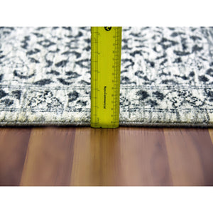 8'x9'10" Ghost White, Tone on Tone Design, Undyed 100% Wool, Hand Knotted, Mamluk Dynasty, Oriental Rug FWR476826
