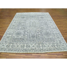 Load image into Gallery viewer, 8&#39;1&quot;x10&#39; Ghost White, Mamluk Dynasty, Tone on Tone Design, Undyed 100% Wool, Hand Knotted, Oriental Rug FWR476832