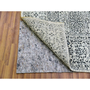 8'1"x10' Ghost White, Mamluk Dynasty, Tone on Tone Design, Undyed 100% Wool, Hand Knotted, Oriental Rug FWR476832