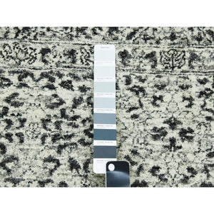 8'1"x10' Ghost White, Mamluk Dynasty, Tone on Tone Design, Undyed 100% Wool, Hand Knotted, Oriental Rug FWR476832