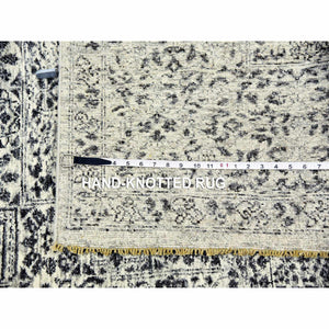 8'1"x10' Ghost White, Mamluk Dynasty, Tone on Tone Design, Undyed 100% Wool, Hand Knotted, Oriental Rug FWR476832