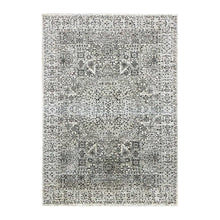 Load image into Gallery viewer, 6&#39;1&quot;x9&#39;3&quot; Ghost White, Hand Knotted, Mamluk Dynasty, Tone on Tone Design, Undyed 100% Wool, Oriental Rug FWR476838