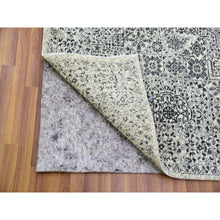 Load image into Gallery viewer, 6&#39;1&quot;x9&#39;3&quot; Ghost White, Hand Knotted, Mamluk Dynasty, Tone on Tone Design, Undyed 100% Wool, Oriental Rug FWR476838