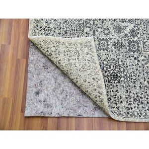 6'1"x9'3" Ghost White, Hand Knotted, Mamluk Dynasty, Tone on Tone Design, Undyed 100% Wool, Oriental Rug FWR476838