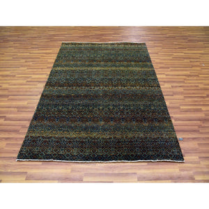 5'1"x7' Rust Brown, Kohinoor Herat Small Geometric Repetitive Design, 100% Plush Wool, Hand Knotted, Oriental Rug FWR476862