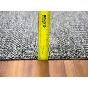 5'2"x7' Medium Gray, Natural Undyed Wool, Hand Knotted, Modern Grass Design, Oriental Rug FWR476868