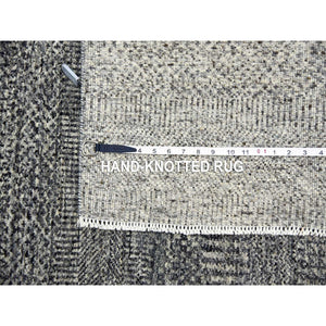 5'2"x7' Medium Gray, Natural Undyed Wool, Hand Knotted, Modern Grass Design, Oriental Rug FWR476868