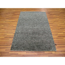 Load image into Gallery viewer, 4&#39;2&quot;x6&#39; Medium Gray, Modern Grass Design, Natural Undyed Wool, Hand Knotted, Oriental Rug FWR476874