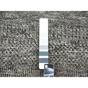 4'2"x6' Medium Gray, Modern Grass Design, Natural Undyed Wool, Hand Knotted, Oriental Rug FWR476874