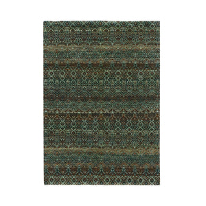4'1"x6' Rust Brown, Kohinoor Herat Small Geometric Repetitive Design, 100% Plush Wool, Hand Knotted, Oriental Rug FWR476880