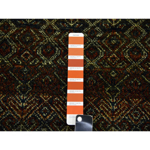 4'1"x6' Rust Brown, Kohinoor Herat Small Geometric Repetitive Design, 100% Plush Wool, Hand Knotted, Oriental Rug FWR476880
