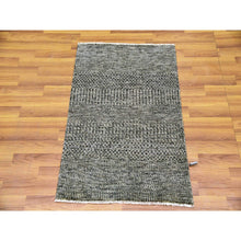 Load image into Gallery viewer, 2&#39;1&quot;x3&#39; Medium Gray, Hand Knotted, Modern Grass Design, Natural Undyed Wool, Mat Oriental Rug FWR476898