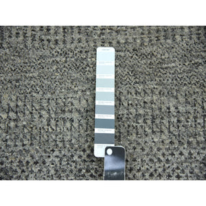 2'1"x3' Medium Gray, Hand Knotted, Modern Grass Design, Natural Undyed Wool, Mat Oriental Rug FWR476898