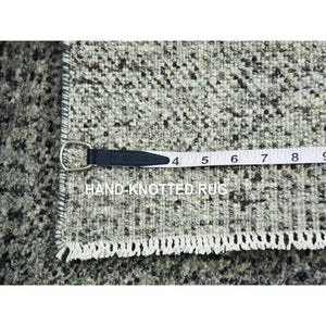 2'1"x3' Medium Gray, Hand Knotted, Modern Grass Design, Natural Undyed Wool, Mat Oriental Rug FWR476898