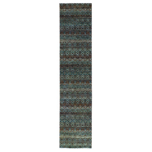 2'6"x12' Rust Brown, Hand Knotted, Kohinoor Herat Small Geometric Repetitive Design, 100% Plush Wool, Runner Oriental Rug FWR476922