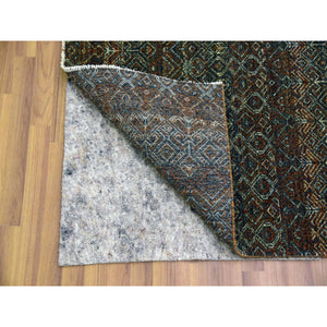 2'6"x12' Rust Brown, Hand Knotted, Kohinoor Herat Small Geometric Repetitive Design, 100% Plush Wool, Runner Oriental Rug FWR476922