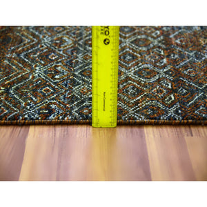 2'7"x12' Rust Brown, 100% Plush Wool, Hand Knotted, Kohinoor Herat Small Geometric Repetitive Design, Runner Oriental Rug FWR476928