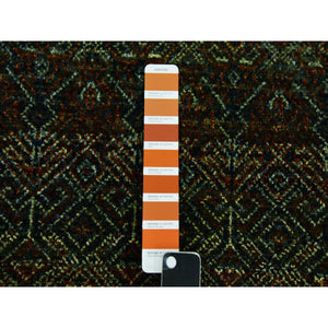 2'6"x6'1" Rust Brown, Kohinoor Herat Small Geometric Repetitive Design, 100% Plush Wool, Hand Knotted, Runner Oriental Rug FWR476934