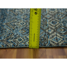 Load image into Gallery viewer, 2&#39;6&quot;x12&#39; Yale Blue, Kohinoor Herat Small Geometric Repetitive Design, 100% Plush Wool, Hand Knotted, Runner Oriental Rug FWR476970
