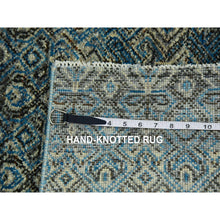 Load image into Gallery viewer, 2&#39;6&quot;x12&#39; Yale Blue, Kohinoor Herat Small Geometric Repetitive Design, 100% Plush Wool, Hand Knotted, Runner Oriental Rug FWR476970