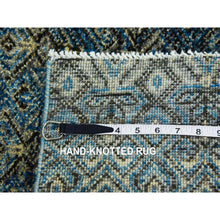 Load image into Gallery viewer, 2&#39;6&quot;x6&#39;2&quot; Yale Blue, Hand Knotted, Kohinoor Herat Small Geometric Repetitive Design, 100% Plush Wool, Runner Oriental Rug FWR476982