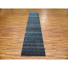 Load image into Gallery viewer, 2&#39;5&quot;x12&#39; Yale Blue, Kohinoor Herat Small Geometric Repetitive Design, 100% Plush Wool, Hand Knotted, Runner Oriental Rug FWR476994