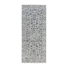 Load image into Gallery viewer, 2&#39;7&quot;x6&#39; Ghost White, Mamluk Dynasty, Tone on Tone Design, Undyed 100% Wool, Hand Knotted, Runner Oriental Rug FWR477012