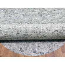 Load image into Gallery viewer, 11&#39;x11&#39; Bright Gray, Modern Grass Design, Tone on Tone, Undyed Natural Wool, Hand Knotted, Round Oriental Rug FWR477042