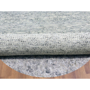 11'x11' Bright Gray, Modern Grass Design, Tone on Tone, Undyed Natural Wool, Hand Knotted, Round Oriental Rug FWR477042