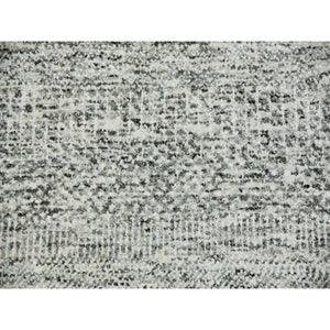 13'x13' Gainsboro Gray, Modern Grass Design, Organic Undyed Wool Tone on Tone, Hand Knotted, Round Oriental Rug FWR477054