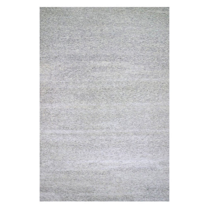 14'x18' Rhino Gray, Tone on Tone, Hand Knotted, Modern Grass Design, Undyed Organic Wool, Oversized Oriental Rug FWR477060