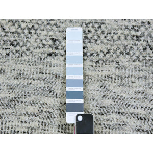 14'x18' Rhino Gray, Tone on Tone, Hand Knotted, Modern Grass Design, Undyed Organic Wool, Oversized Oriental Rug FWR477060